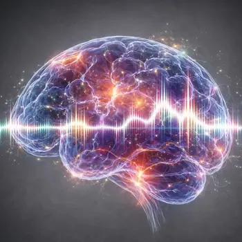 Abstract brain visualization showing distorted neural signals linked to tinnitus and auditory signal misinterpretation